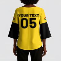 Custom Ghana Football 2026 Kimono Sleeve Blouse Black Stars Never Fall Yellow Version