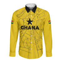Custom Ghana Football 2026 Long Sleeve Button Shirt Black Stars Never Fall Yellow Version