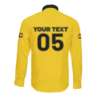 Custom Ghana Football 2026 Long Sleeve Button Shirt Black Stars Never Fall Yellow Version