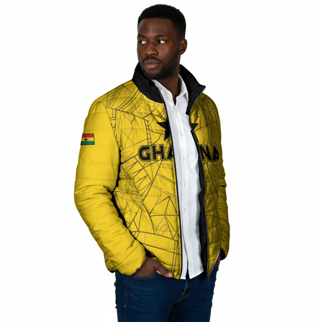 Custom Ghana Football 2026 Padded Jacket Black Stars Never Fall Yellow Version