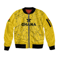 Custom Ghana Football 2026 Sleeve Zip Bomber Jacket Black Stars Never Fall Yellow Version
