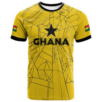 Custom Ghana Football 2026 T shirt Black Stars Never Fall Yellow Version
