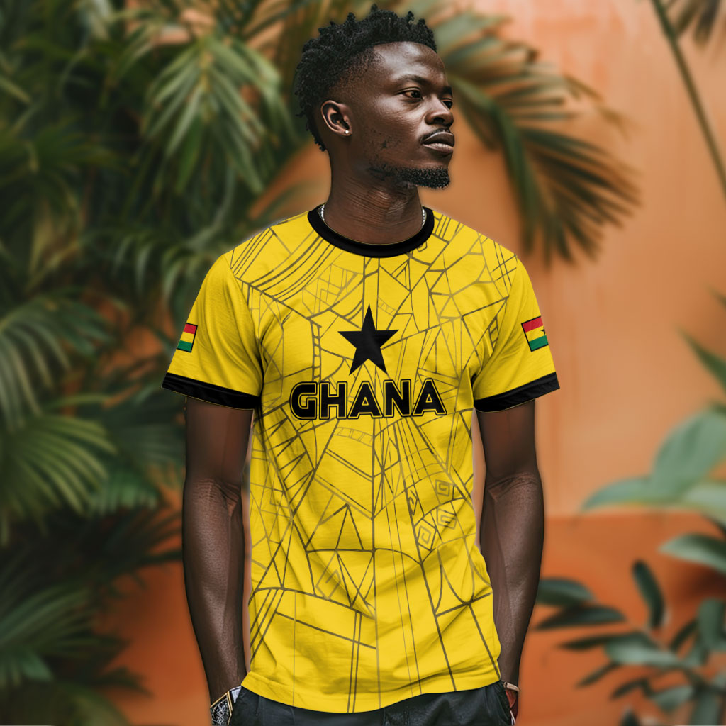 Custom Ghana Football 2026 T shirt Black Stars Never Fall Yellow Version