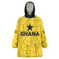 Custom Ghana Football 2026 Wearable Blanket Hoodie Black Stars Never Fall Yellow Version