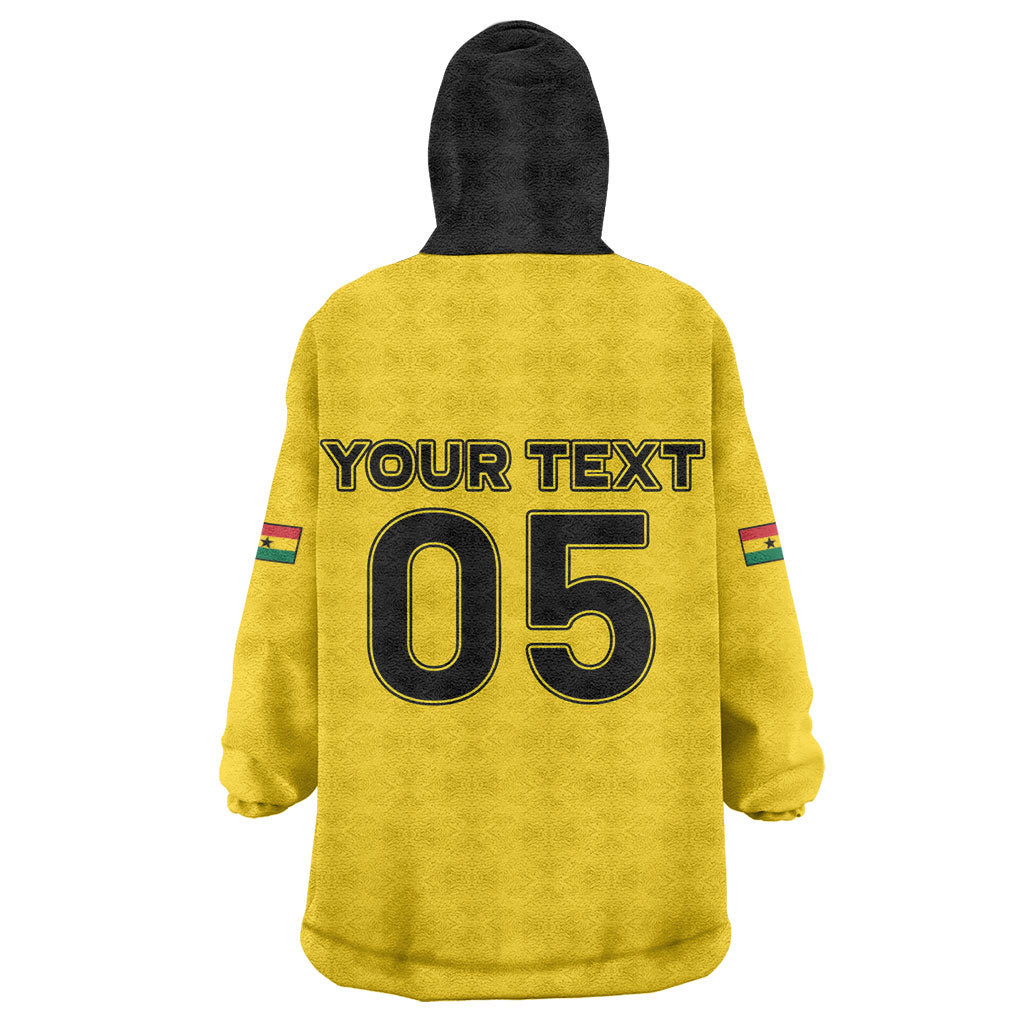Custom Ghana Football 2026 Wearable Blanket Hoodie Black Stars Never Fall Yellow Version