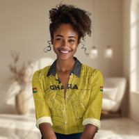 Custom Ghana Football 2026 Women Casual Shirt Black Stars Never Fall Yellow Version