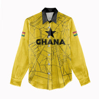 Custom Ghana Football 2026 Women Casual Shirt Black Stars Never Fall Yellow Version