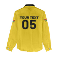 Custom Ghana Football 2026 Women Casual Shirt Black Stars Never Fall Yellow Version