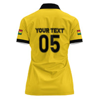 Custom Ghana Football 2026 Women Polo Shirt Black Stars Never Fall Yellow Version