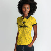 Custom Ghana Football 2026 Women Polo Shirt Black Stars Never Fall Yellow Version