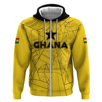 Custom Ghana Football 2026 Zip Hoodie Black Stars Never Fall Yellow Version