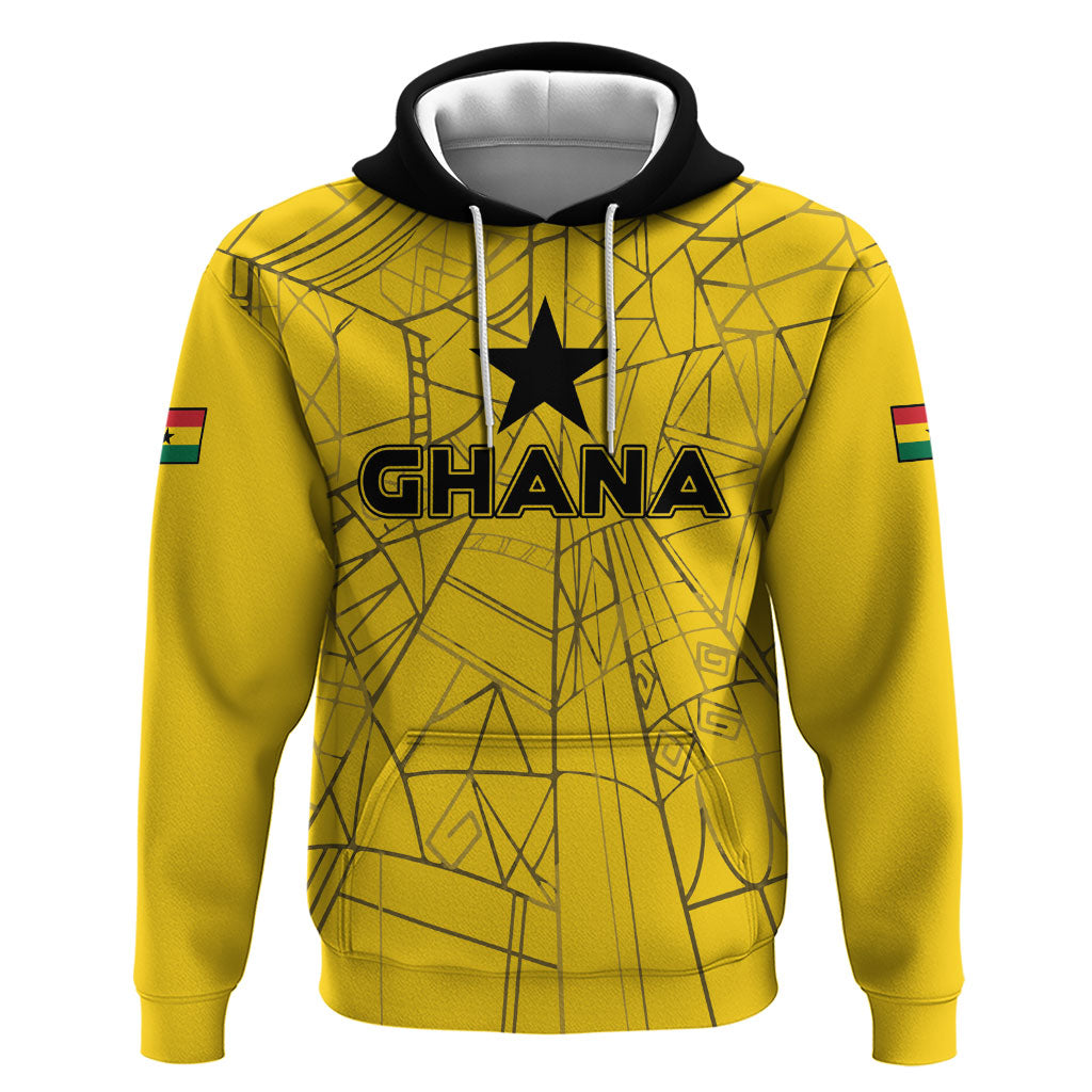 Custom Ghana Football 2026 Zip Hoodie Black Stars Never Fall Yellow Version