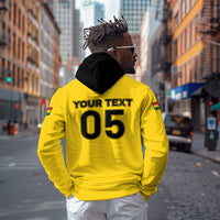 Custom Ghana Football 2026 Zip Hoodie Black Stars Never Fall Yellow Version
