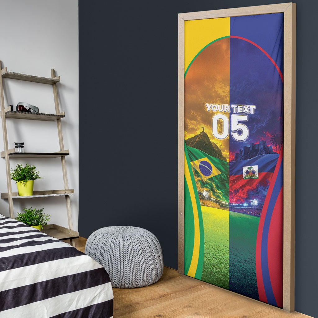 Custom Brazil Haiti 2026 World Football Door Cover Go For Glory