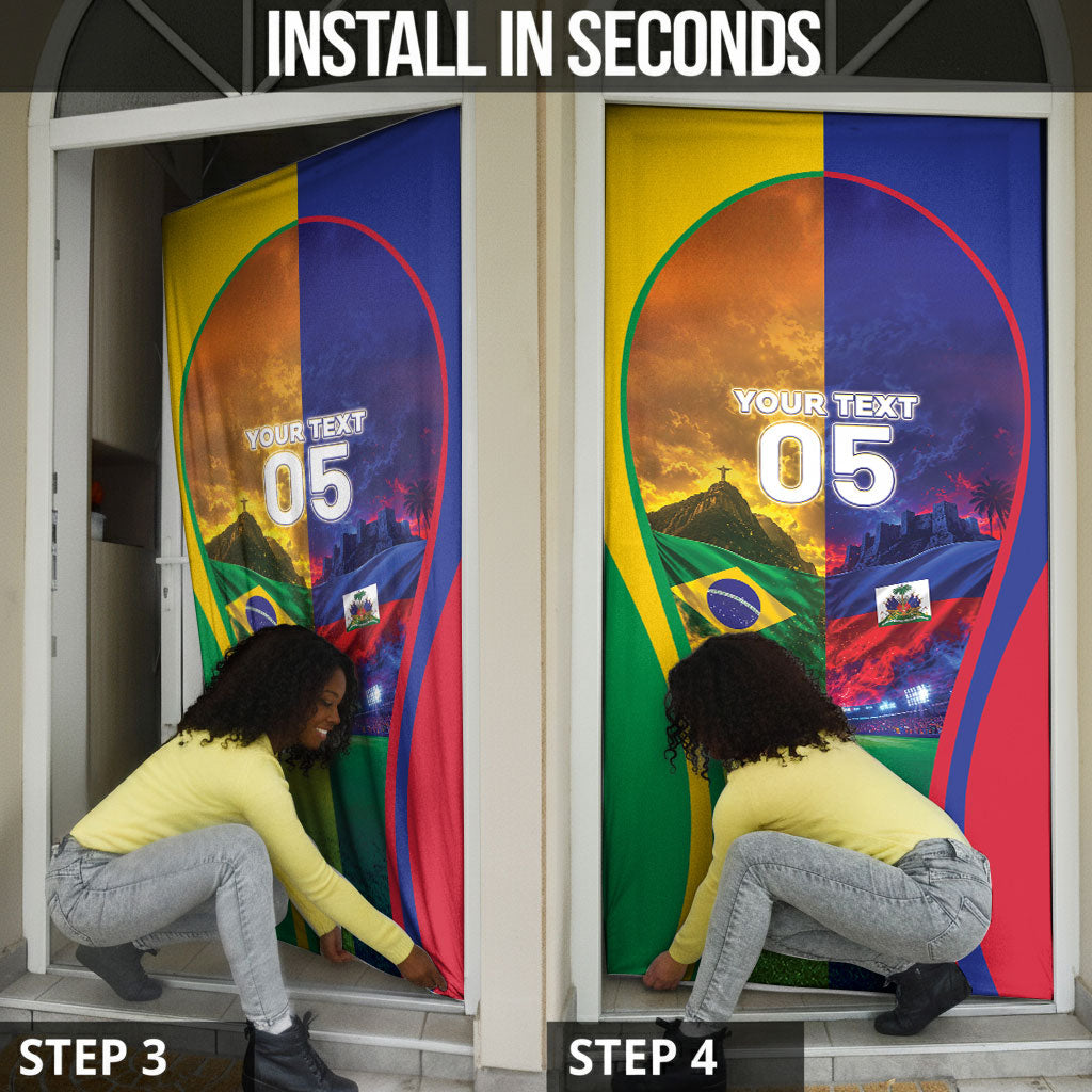 Custom Brazil Haiti 2026 World Football Door Cover Go For Glory