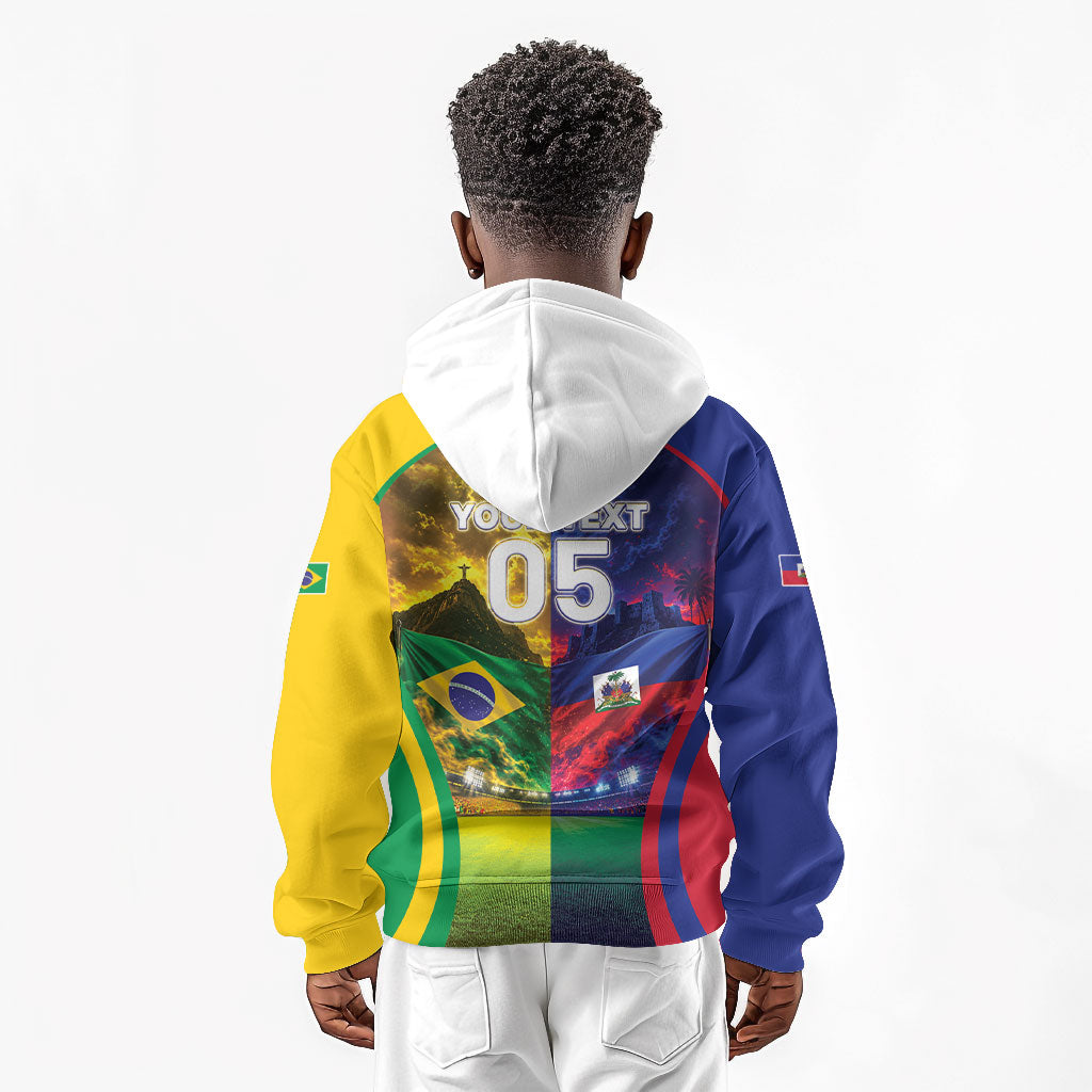 Custom Brazil Haiti 2026 World Football Kid Hoodie Go For Glory