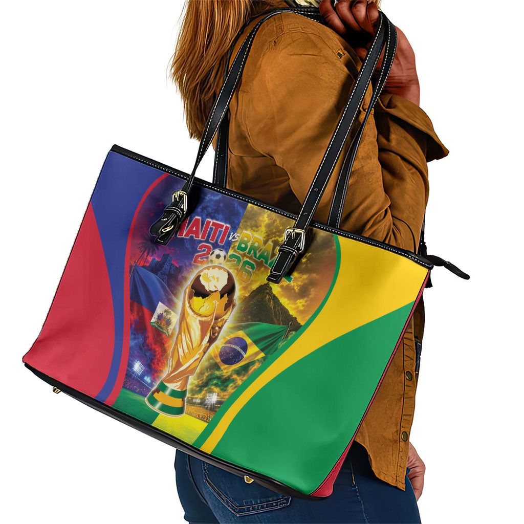 Brazil Haiti 2026 World Football Leather Tote Bag Go For Glory