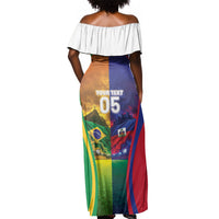 Custom Brazil Haiti 2026 World Football Off Shoulder Maxi Dress Go For Glory