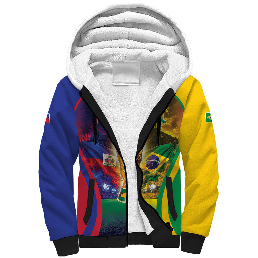 Custom Brazil Haiti 2026 World Football Sherpa Hoodie Go For Glory