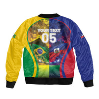 Custom Brazil Haiti 2026 World Football Sleeve Zip Bomber Jacket Go For Glory
