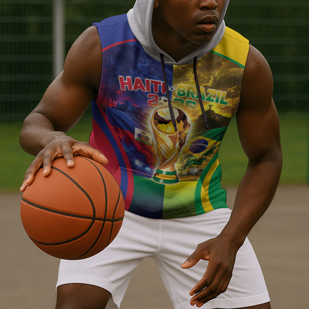 Custom Brazil Haiti 2026 World Football Sleeveless Hoodie Go For Glory