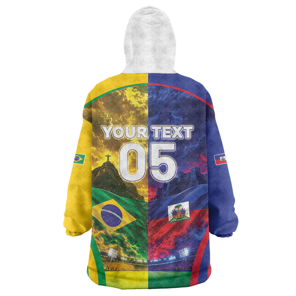 Custom Brazil Haiti 2026 World Football Wearable Blanket Hoodie Go For Glory