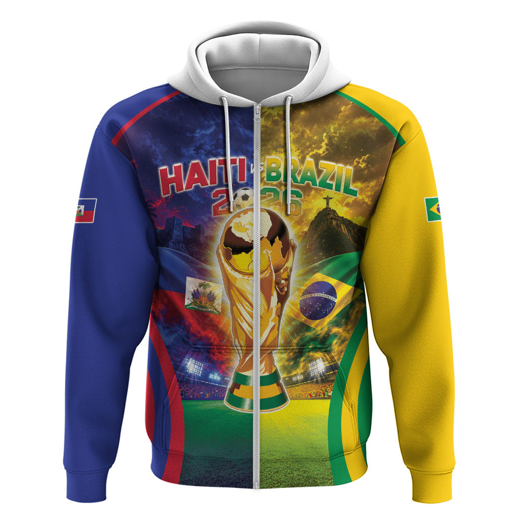 Custom Brazil Haiti 2026 World Football Zip Hoodie Go For Glory