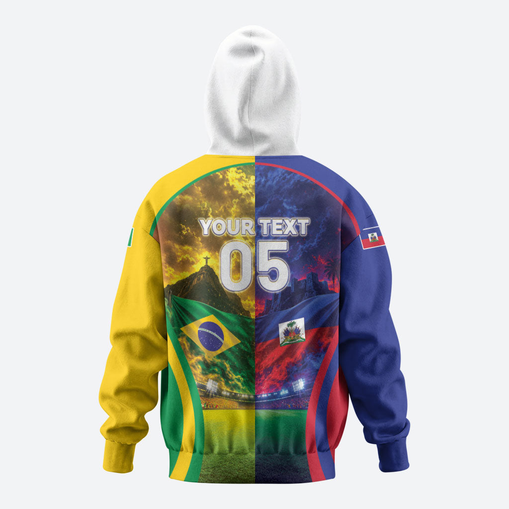 Custom Brazil Haiti 2026 World Football Zip Hoodie Go For Glory