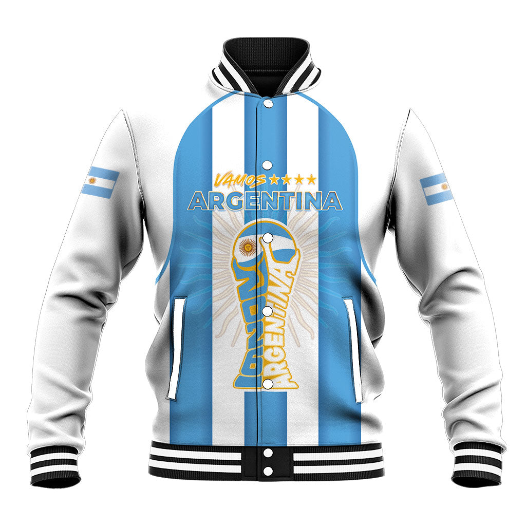 Custom World Football 2026 Argentina Baseball Jacket Vamos La Albiceleste