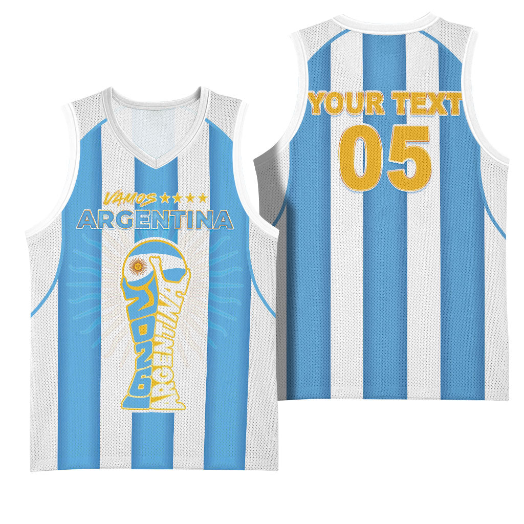 Custom World Football 2026 Argentina Basketball Jersey Vamos La Albiceleste