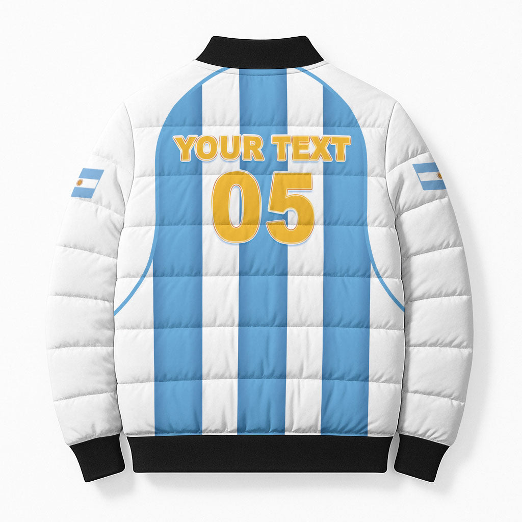 Custom World Football 2026 Argentina Bomber Puffer Jacket Vamos La Albiceleste