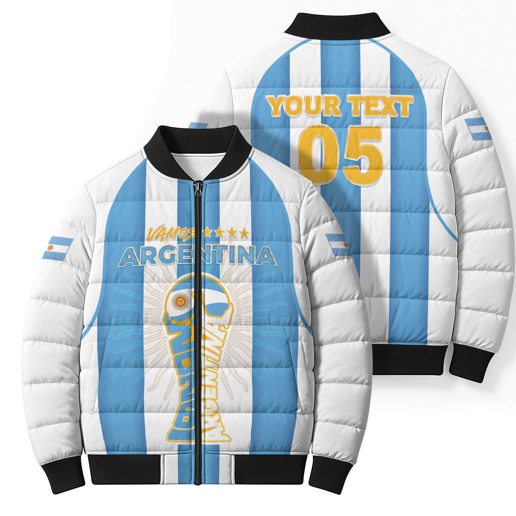 Custom World Football 2026 Argentina Bomber Puffer Jacket Vamos La Albiceleste