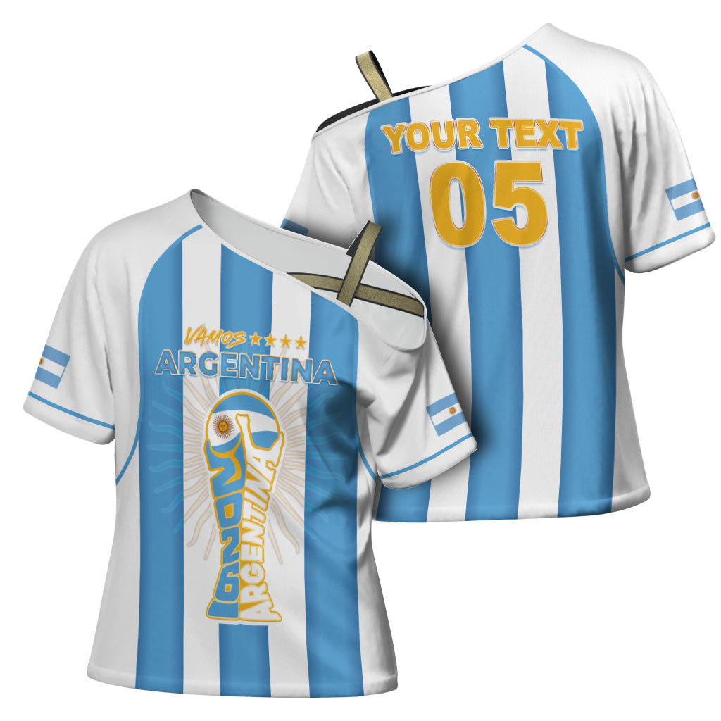 Custom World Football 2026 Argentina Cross Shoulder Shirt Vamos La Albiceleste