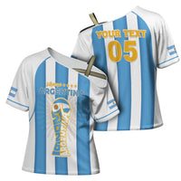 Custom World Football 2026 Argentina Cross Shoulder Shirt Vamos La Albiceleste