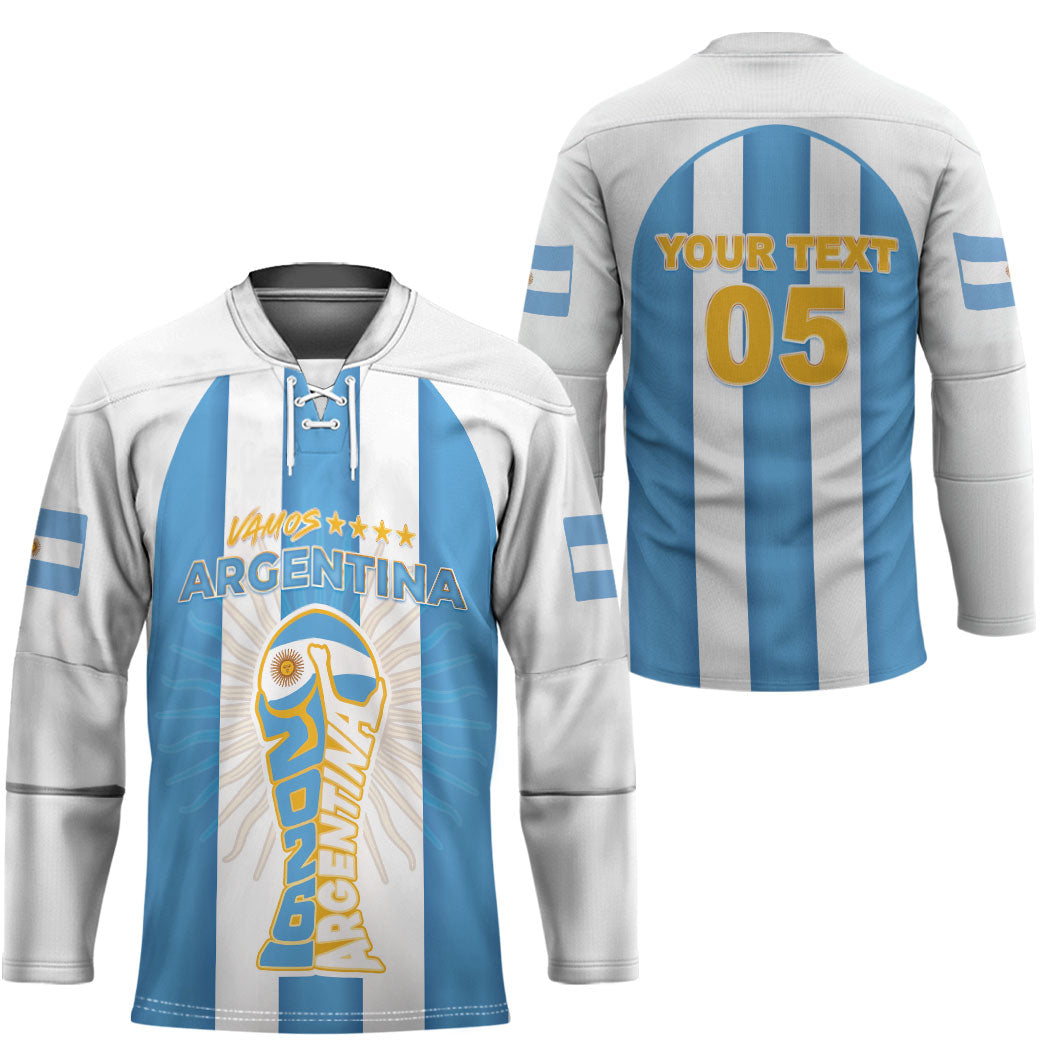 Custom World Football 2026 Argentina Hockey Jersey Vamos La Albiceleste