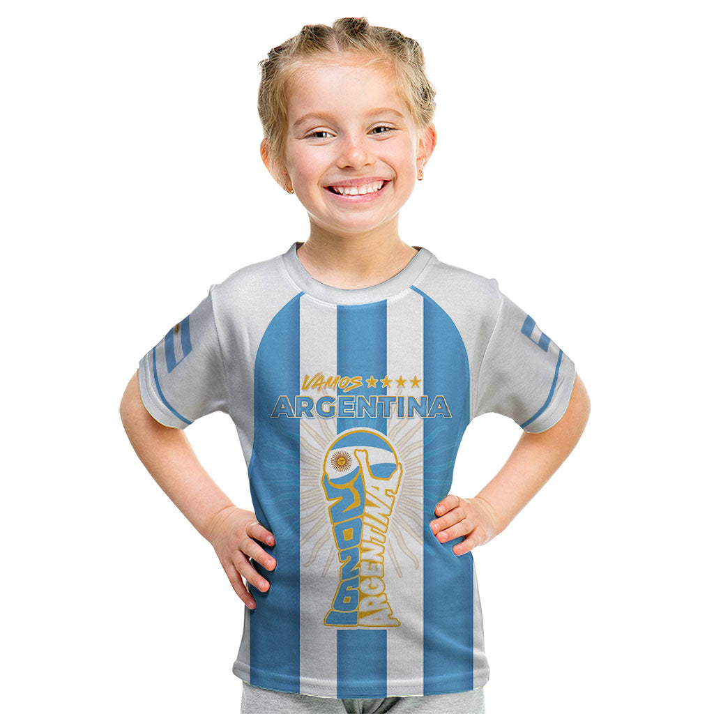 Custom World Football 2026 Argentina Kid T Shirt Vamos La Albiceleste