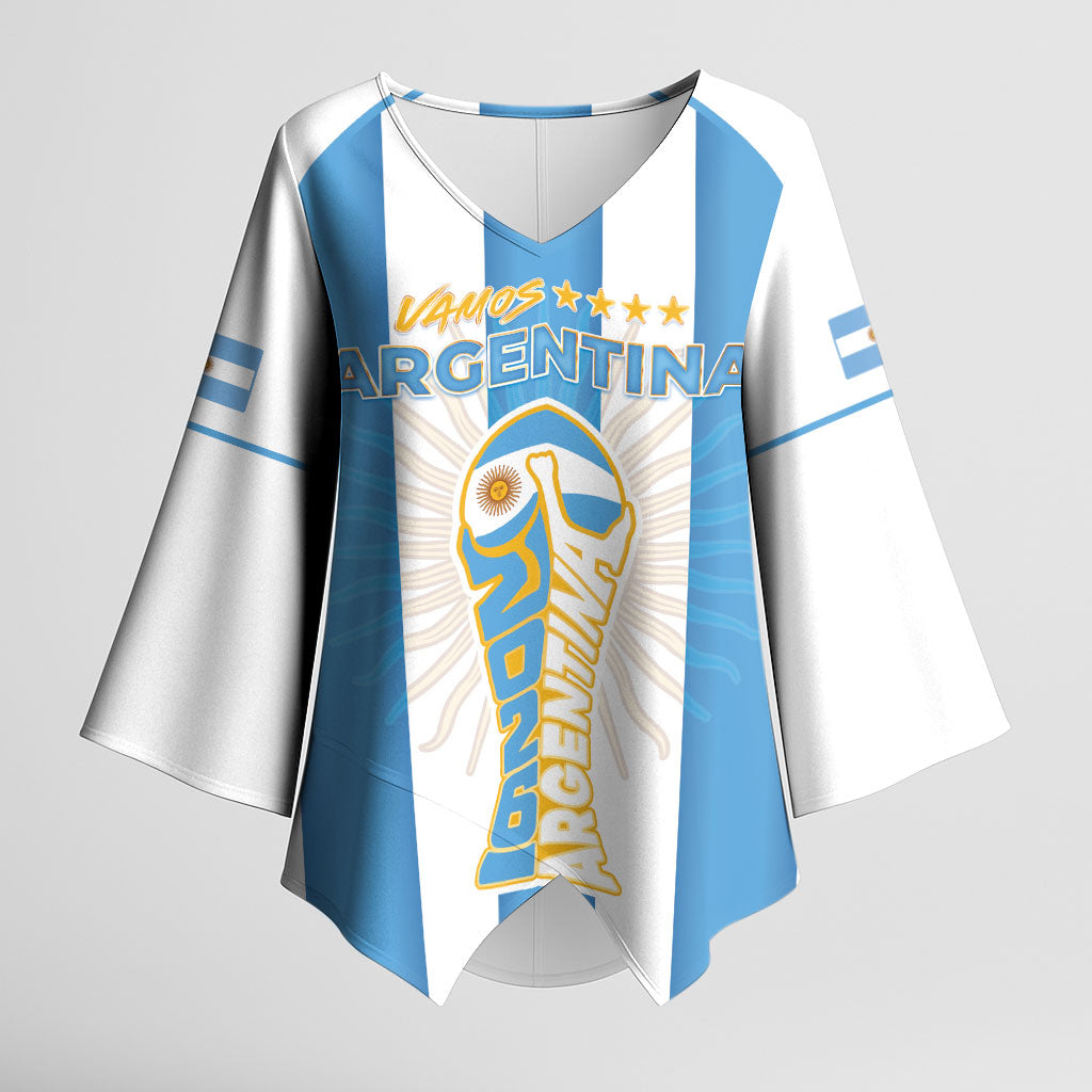 Custom World Football 2026 Argentina Kimono Sleeve Blouse Vamos La Albiceleste