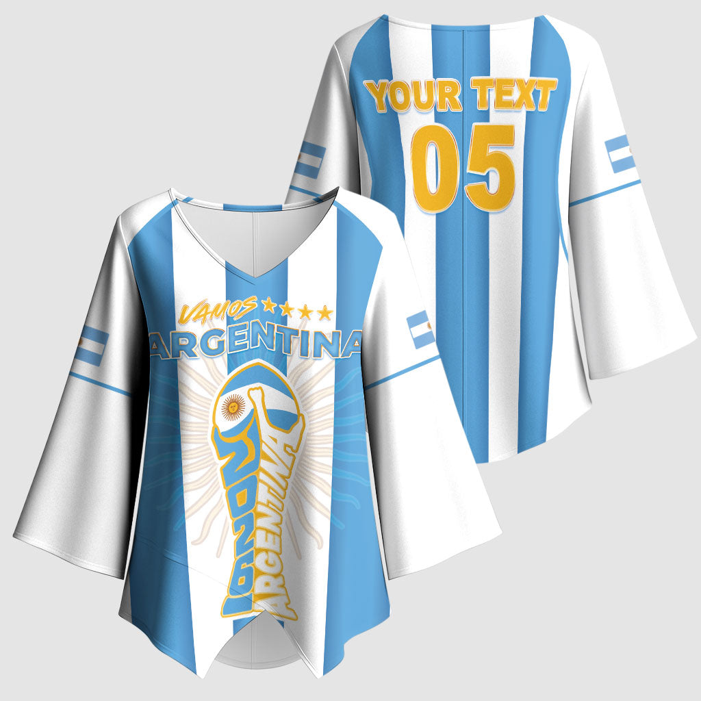 Custom World Football 2026 Argentina Kimono Sleeve Blouse Vamos La Albiceleste