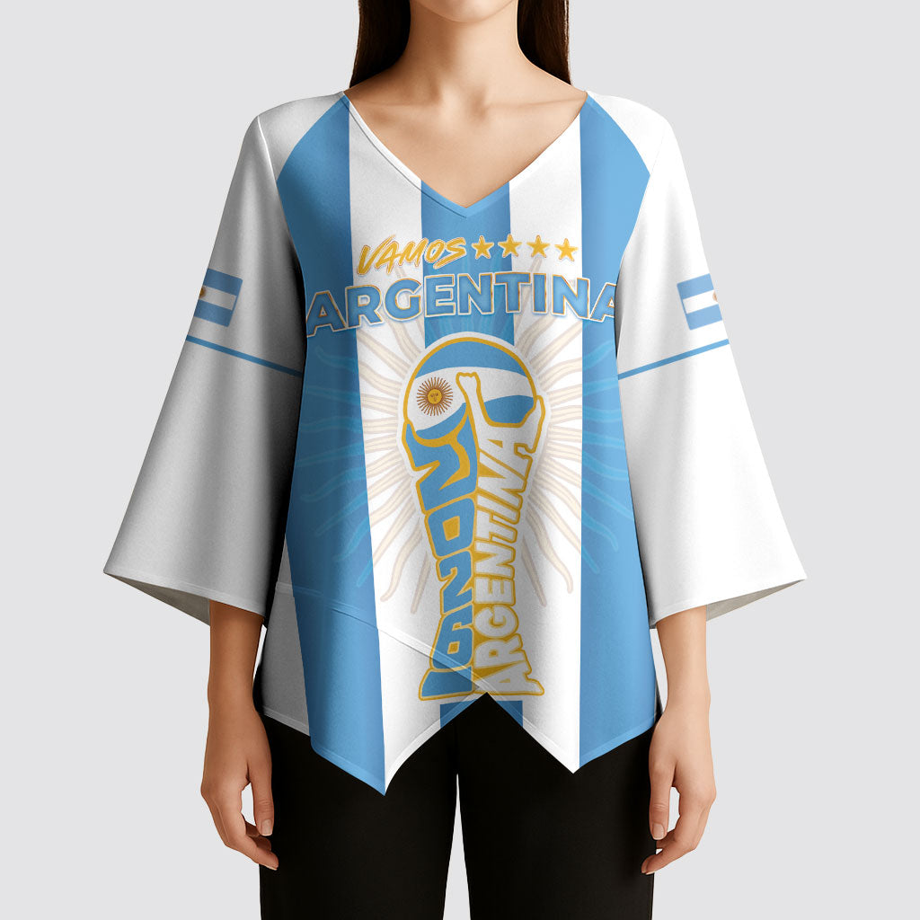 Custom World Football 2026 Argentina Kimono Sleeve Blouse Vamos La Albiceleste