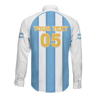 Custom World Football 2026 Argentina Long Sleeve Button Shirt Vamos La Albiceleste