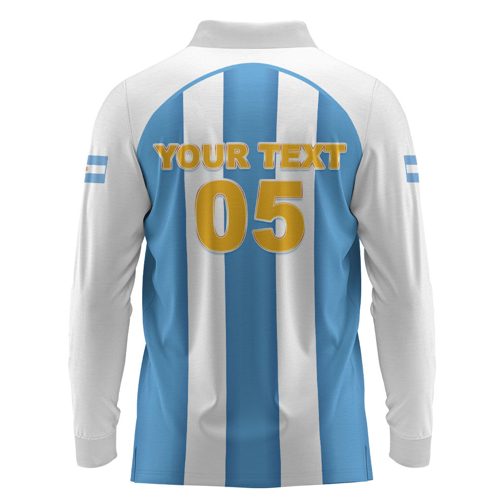 Custom World Football 2026 Argentina Long Sleeve Polo Shirt Vamos La Albiceleste