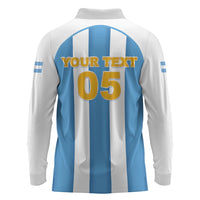 Custom World Football 2026 Argentina Long Sleeve Polo Shirt Vamos La Albiceleste