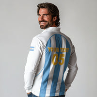 Custom World Football 2026 Argentina Long Sleeve Polo Shirt Vamos La Albiceleste