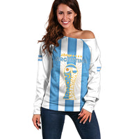 Custom World Football 2026 Argentina Off Shoulder Sweater Vamos La Albiceleste