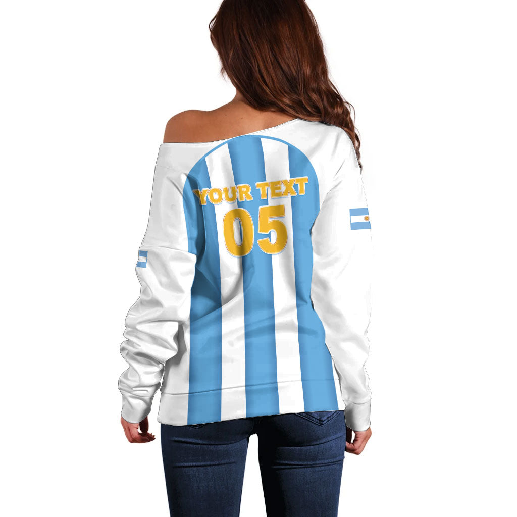 Custom World Football 2026 Argentina Off Shoulder Sweater Vamos La Albiceleste
