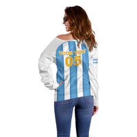 Custom World Football 2026 Argentina Off Shoulder Sweater Vamos La Albiceleste