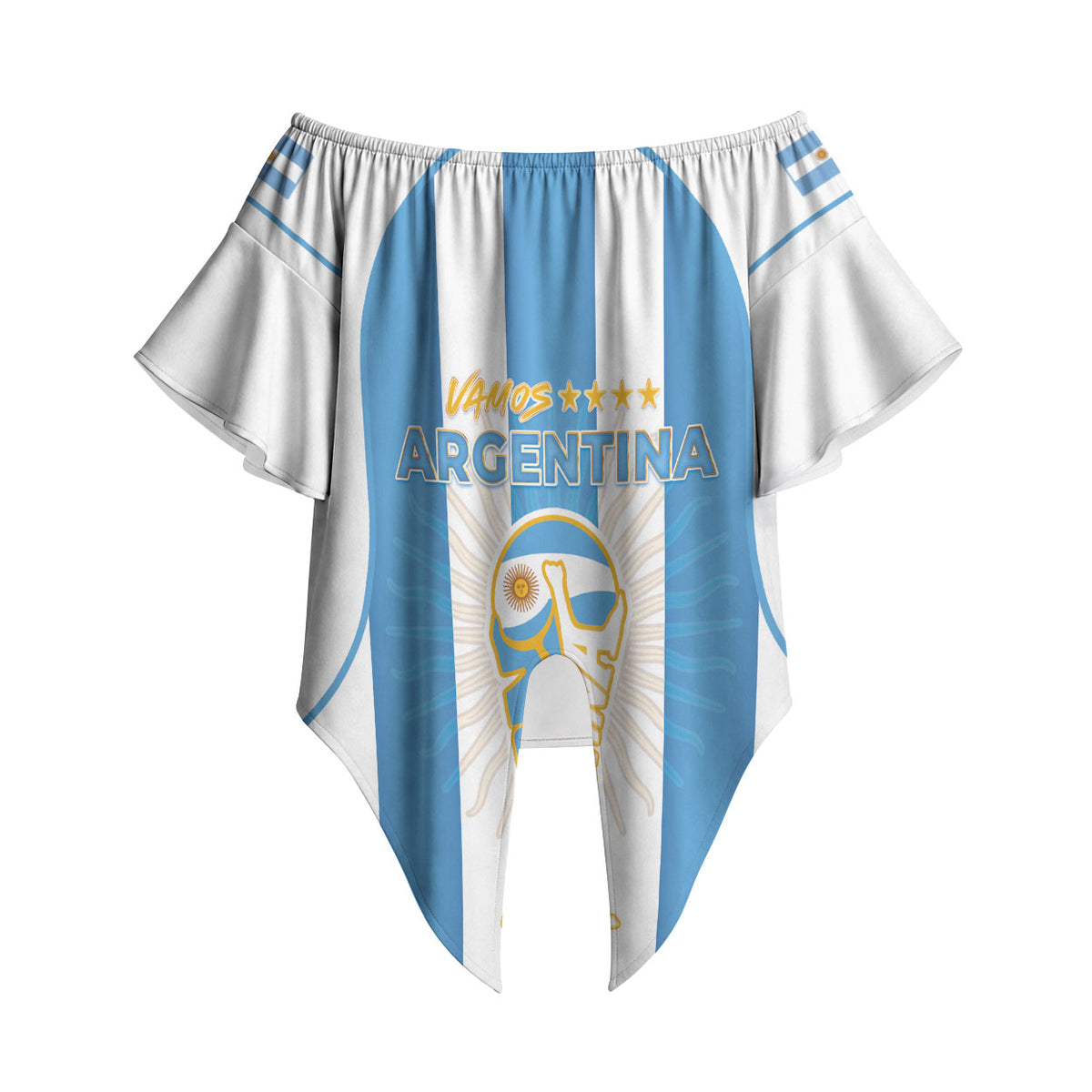 Custom World Football 2026 Argentina Off Shoulder Wrap Waist Top Vamos La Albiceleste