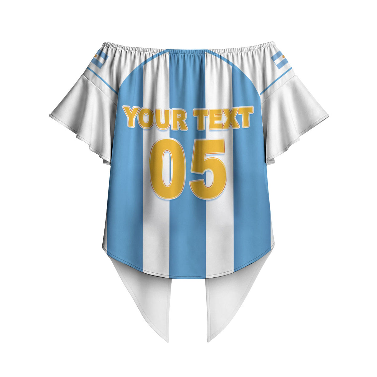 Custom World Football 2026 Argentina Off Shoulder Wrap Waist Top Vamos La Albiceleste