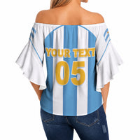 Custom World Football 2026 Argentina Off Shoulder Wrap Waist Top Vamos La Albiceleste