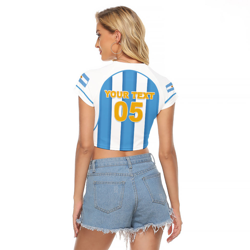 Custom World Football 2026 Argentina Raglan Cropped T Shirt Vamos La Albiceleste